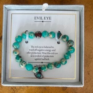 Evil Eye Turquoise and Brown Beaded Bracelet